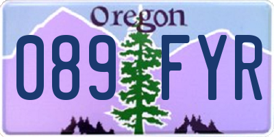 OR license plate 089FYR
