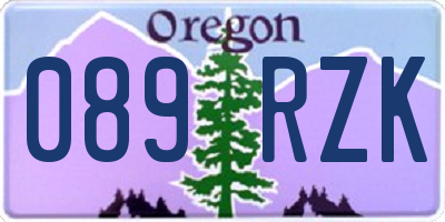 OR license plate 089RZK