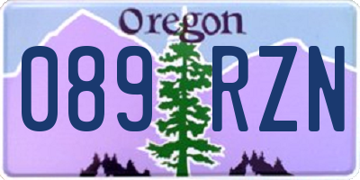 OR license plate 089RZN
