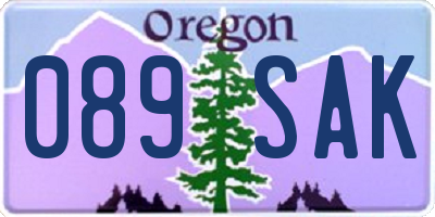 OR license plate 089SAK
