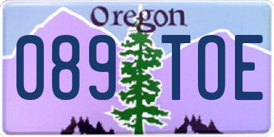 OR license plate 089TOE