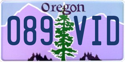 OR license plate 089VID