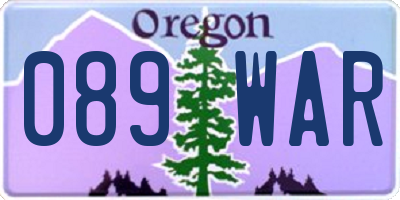 OR license plate 089WAR