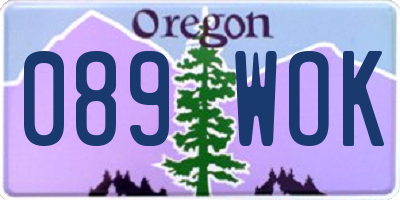 OR license plate 089WOK