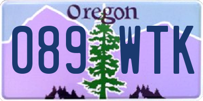 OR license plate 089WTK
