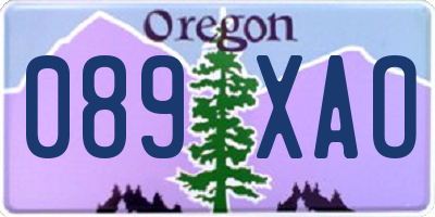 OR license plate 089XAO