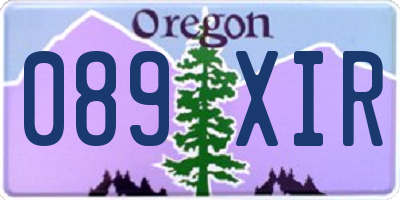 OR license plate 089XIR