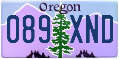 OR license plate 089XND