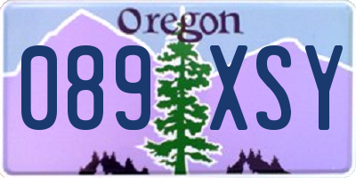 OR license plate 089XSY