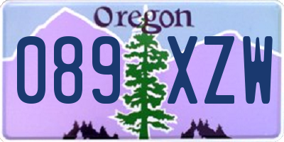 OR license plate 089XZW