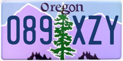 OR license plate 089XZY