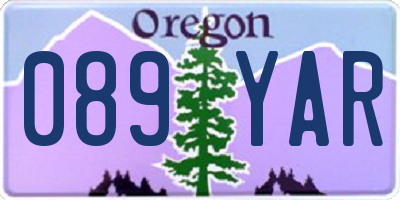 OR license plate 089YAR