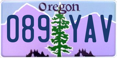 OR license plate 089YAV