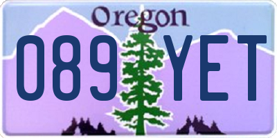 OR license plate 089YET