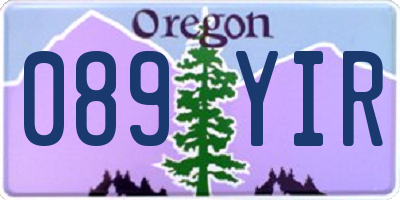 OR license plate 089YIR