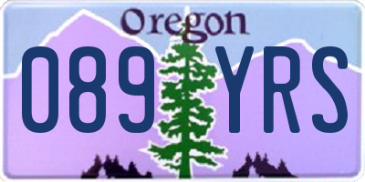 OR license plate 089YRS