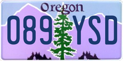 OR license plate 089YSD