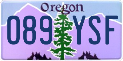 OR license plate 089YSF