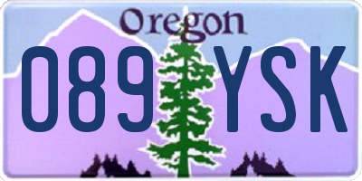 OR license plate 089YSK