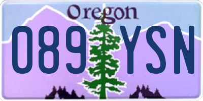 OR license plate 089YSN