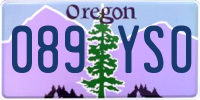 OR license plate 089YSO