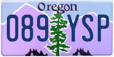 OR license plate 089YSP
