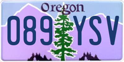 OR license plate 089YSV