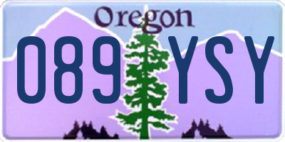 OR license plate 089YSY