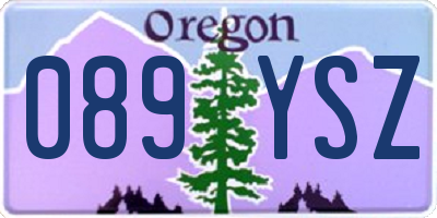 OR license plate 089YSZ