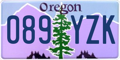 OR license plate 089YZK
