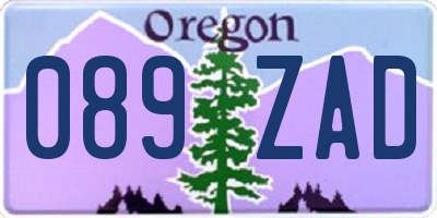 OR license plate 089ZAD