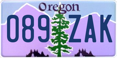 OR license plate 089ZAK