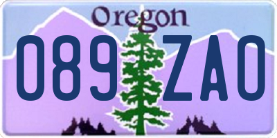 OR license plate 089ZAO