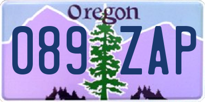 OR license plate 089ZAP