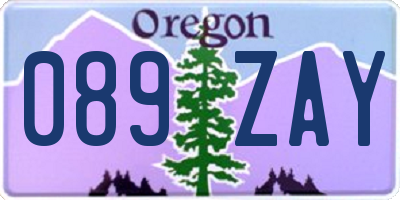 OR license plate 089ZAY