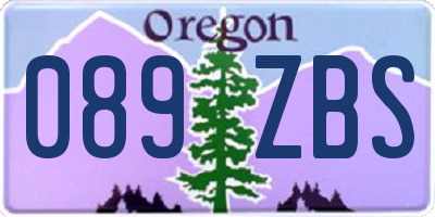 OR license plate 089ZBS
