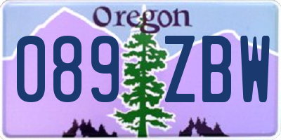 OR license plate 089ZBW