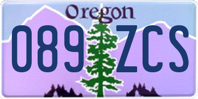 OR license plate 089ZCS