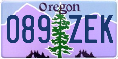 OR license plate 089ZEK