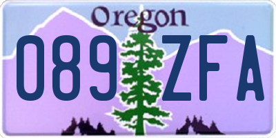 OR license plate 089ZFA