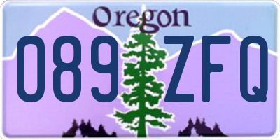 OR license plate 089ZFQ