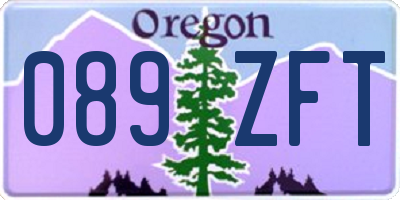 OR license plate 089ZFT