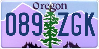 OR license plate 089ZGK