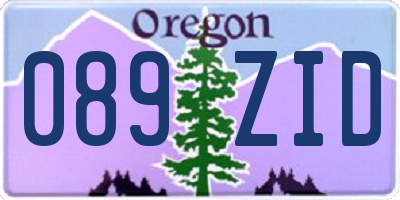 OR license plate 089ZID