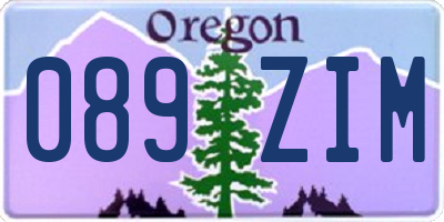 OR license plate 089ZIM