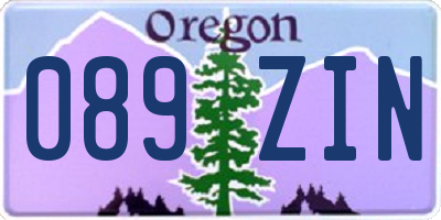 OR license plate 089ZIN