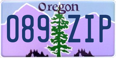 OR license plate 089ZIP