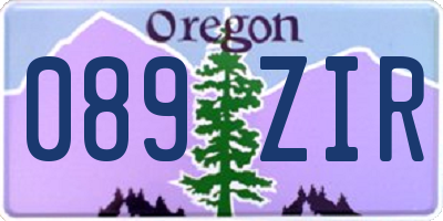 OR license plate 089ZIR