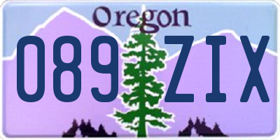 OR license plate 089ZIX
