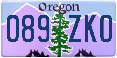 OR license plate 089ZKO